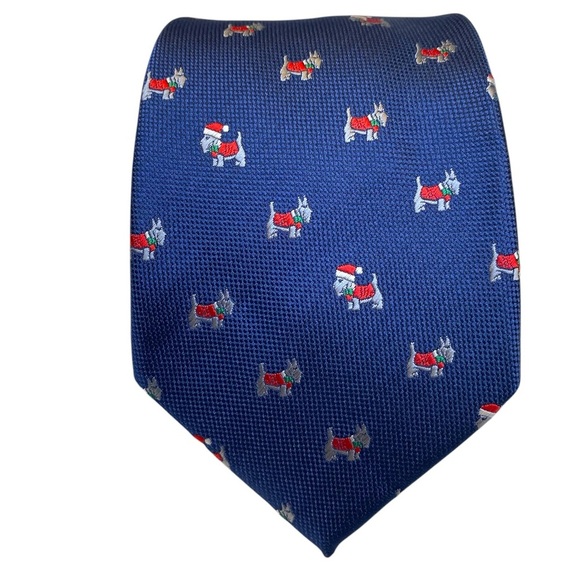 Knotty & Nice Scotty Dog Christmas Tie Scottish Terrier in Santa Hat‎ Tie - Picture 1 of 8